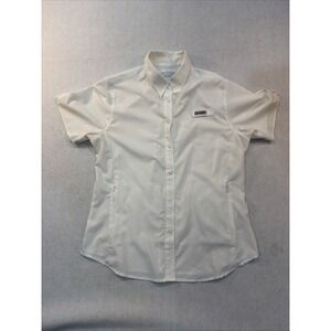 Columbia PFG Tamiami II Short Sleeve Shirt Womens Large White Fishing Omni Shade